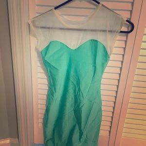 American Apparel Neon Green Bodycon Dress (XS/S)